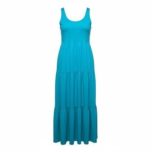 Crown & Ivy turquoise blue maxi long dress layered Size XL 100% Cotton NWT